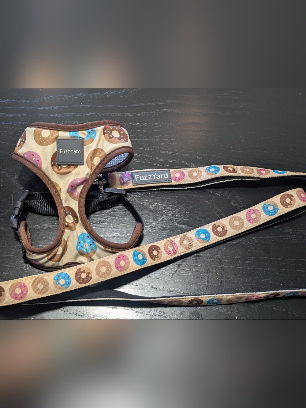 FuzzYard Donut Print Dog Harness & Leash Set
